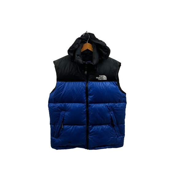 The North Face Men's Ripstop 700 Fill Down Puffer Vest With Hood Blue & Black - Picture 4 of 10